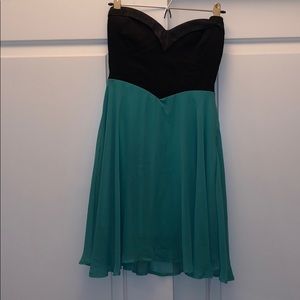 Strapless dress teal and black